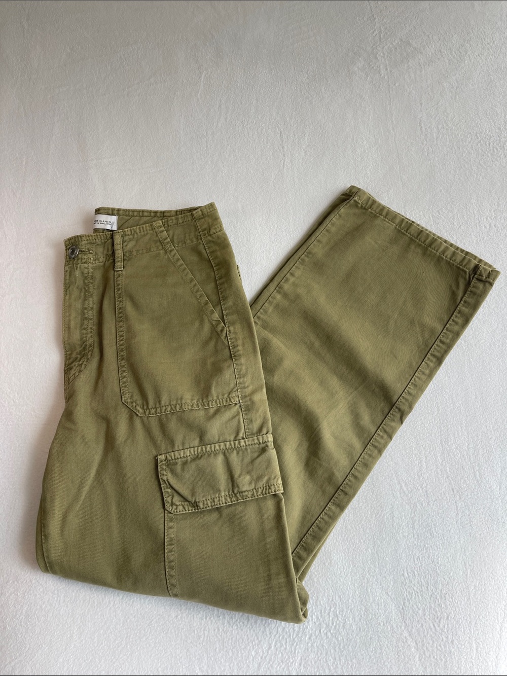 Zara Olive Green Utility Cargo Pants Straight Leg Size 4